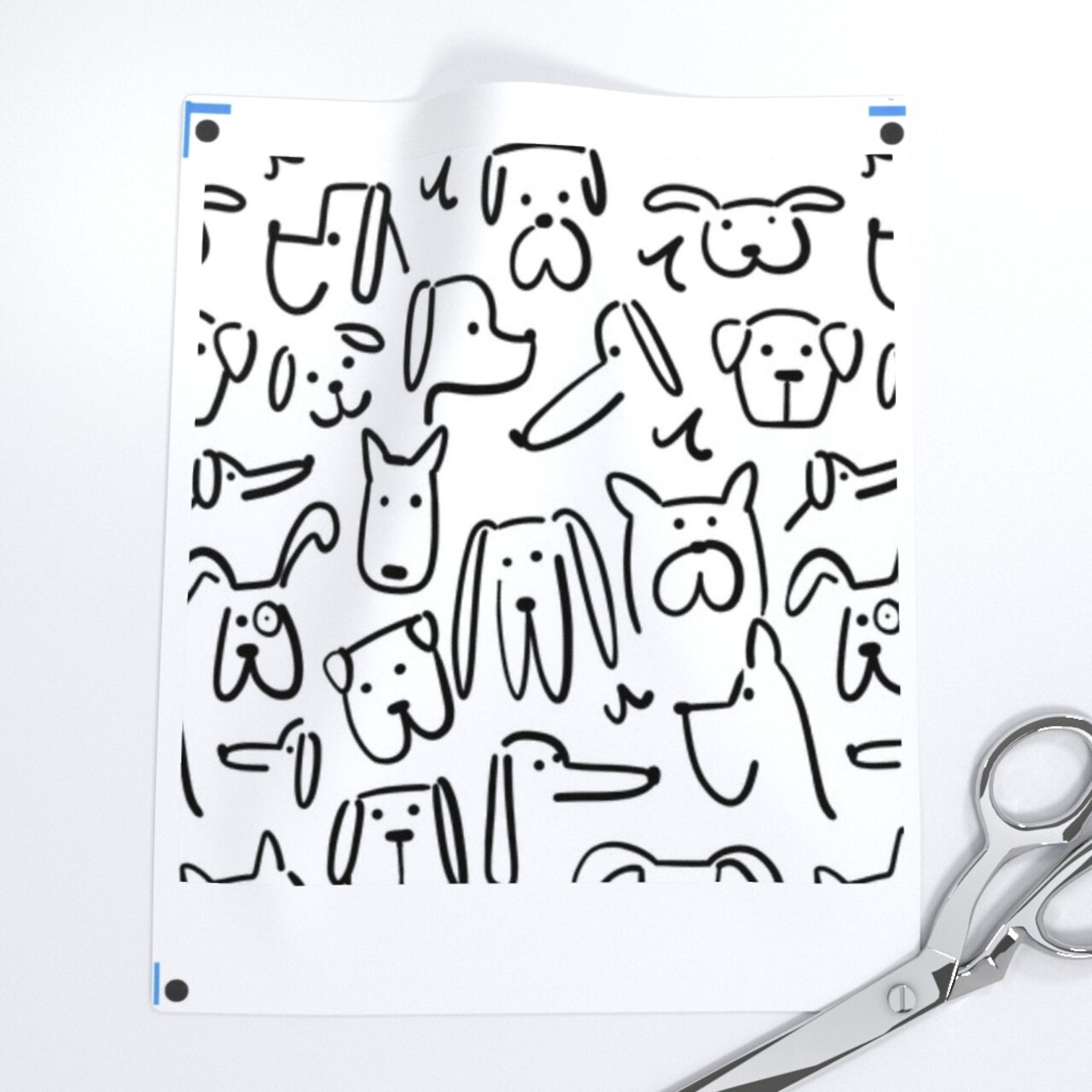 Doodle Dogs Black And White Cute Modern Whimsical Dog Custom Pre-pasted Wallpaper by Spoonflower Pre-Pasted Wallpaper 2FT Wide